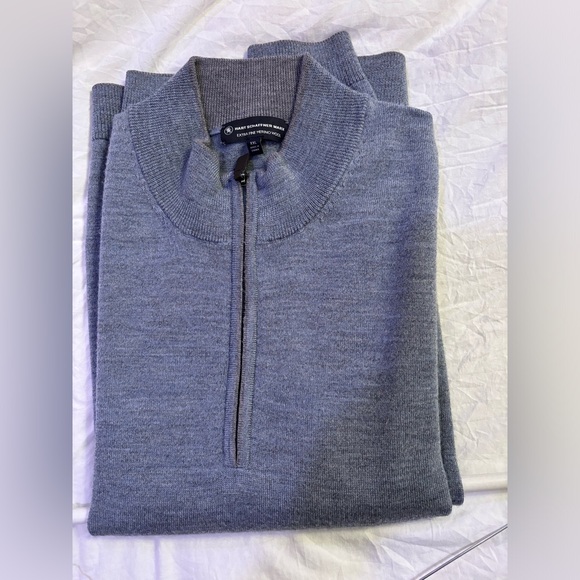 Hart Schaffner Marx Men’s Blue 100% Wool Quarter Zip Sweater Gray Accent XXL - Picture 2 of 7